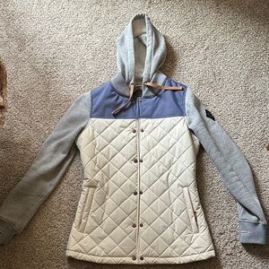 686 Women's Quilted Bomber Jacket - Cream and Gray